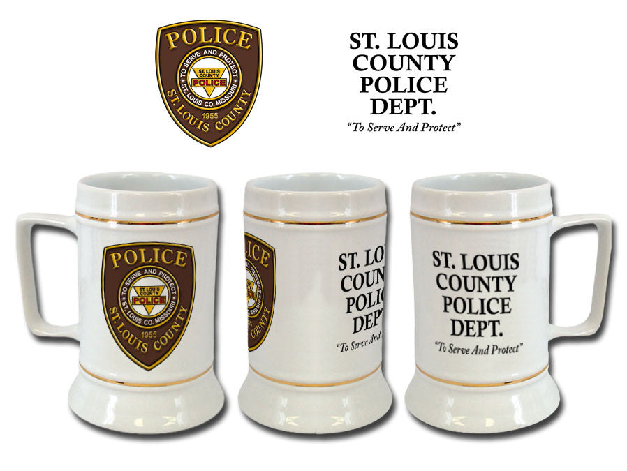 Item # CDW-014<br>St. Louis County P.D. Ceramic Stein (White)